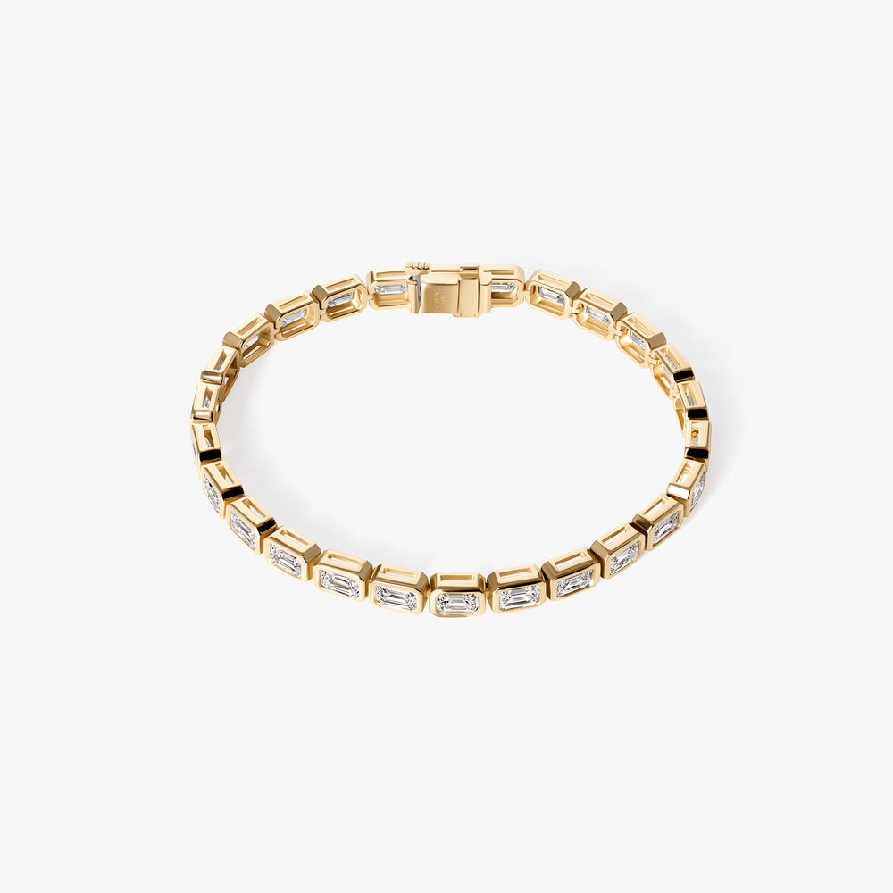 Emerald Diamond East West Bezel Tennis Bracelet