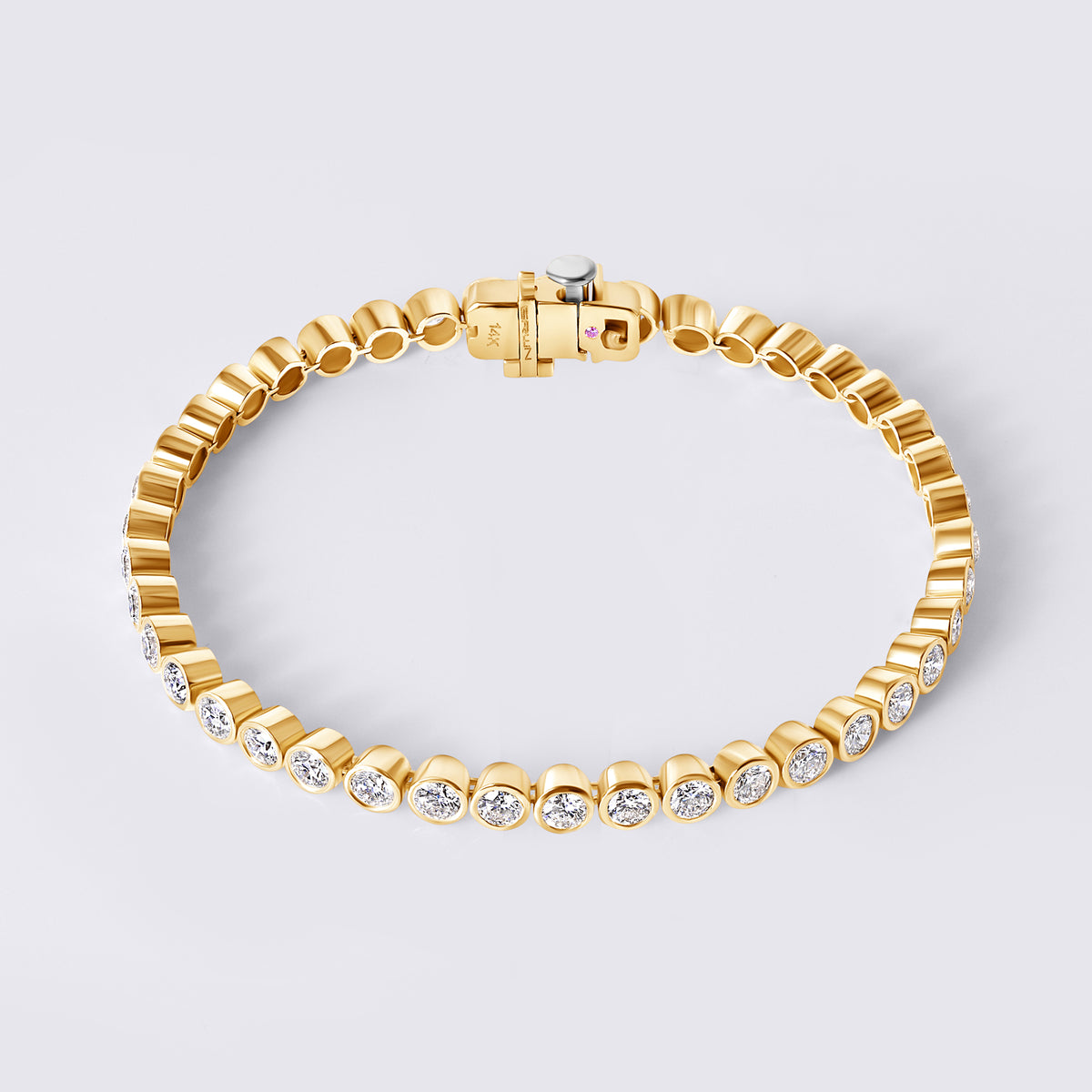 Round Bezel Set Tennis Bracelet, Yellow Gold