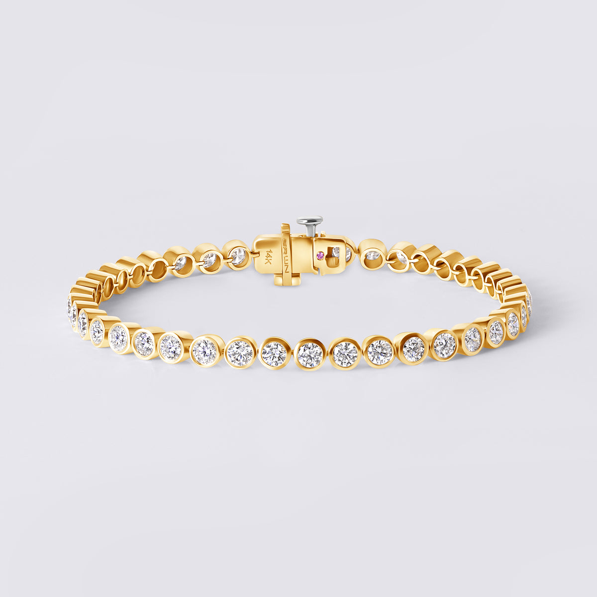 Round Bezel Set Tennis Bracelet, Yellow Gold