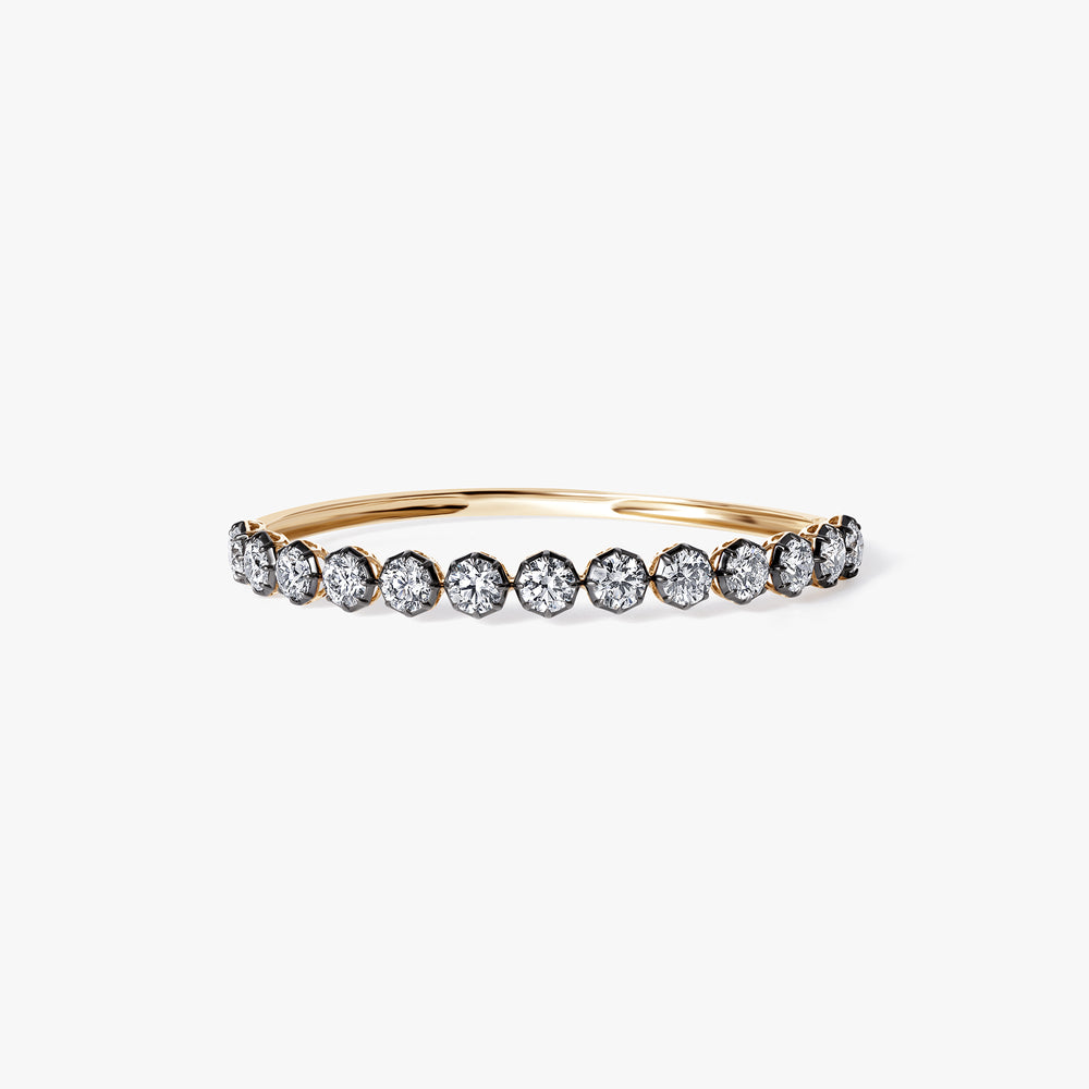 Round Diamond Black Rhodium Halfway Bangle