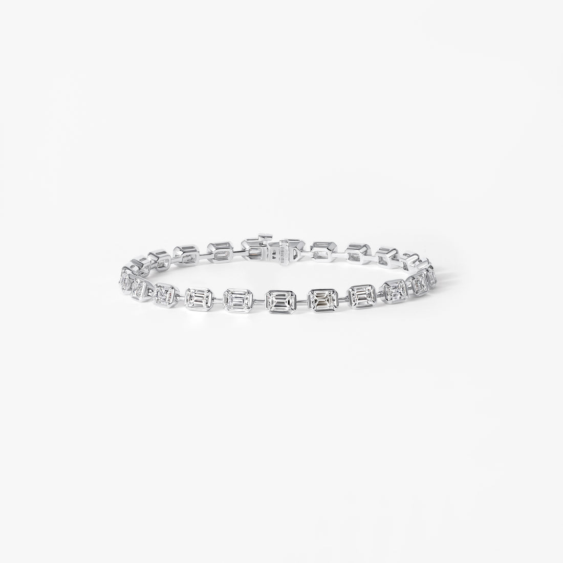 Emerald Diamond Bezel Link Tennis Bracelet