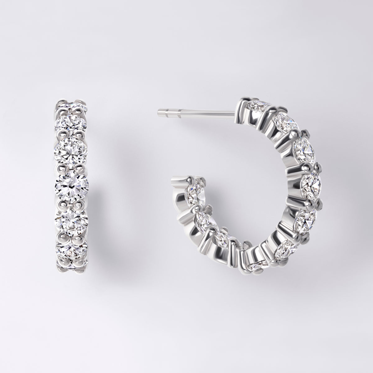 Diamond Classics Lab Grown Inside Out "C" Hoop (4CTW), White Gold