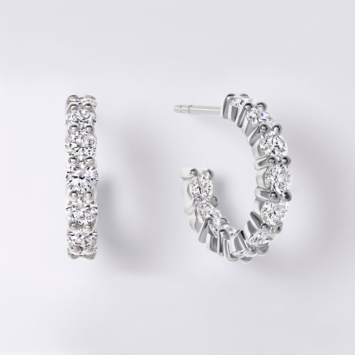 Diamond Classics Lab Grown Inside Out "C" Hoop (4CTW), White Gold