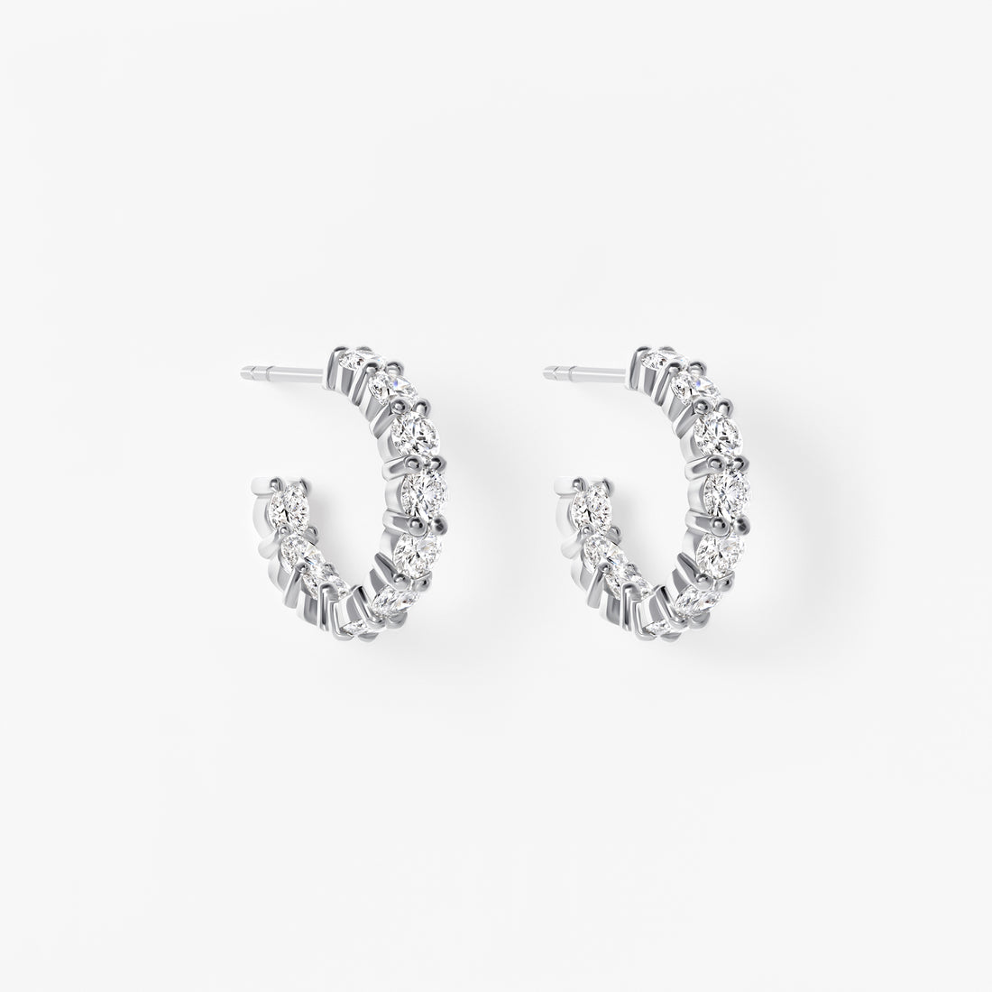 Round Diamond Inside Out "C" Hoop Earrings