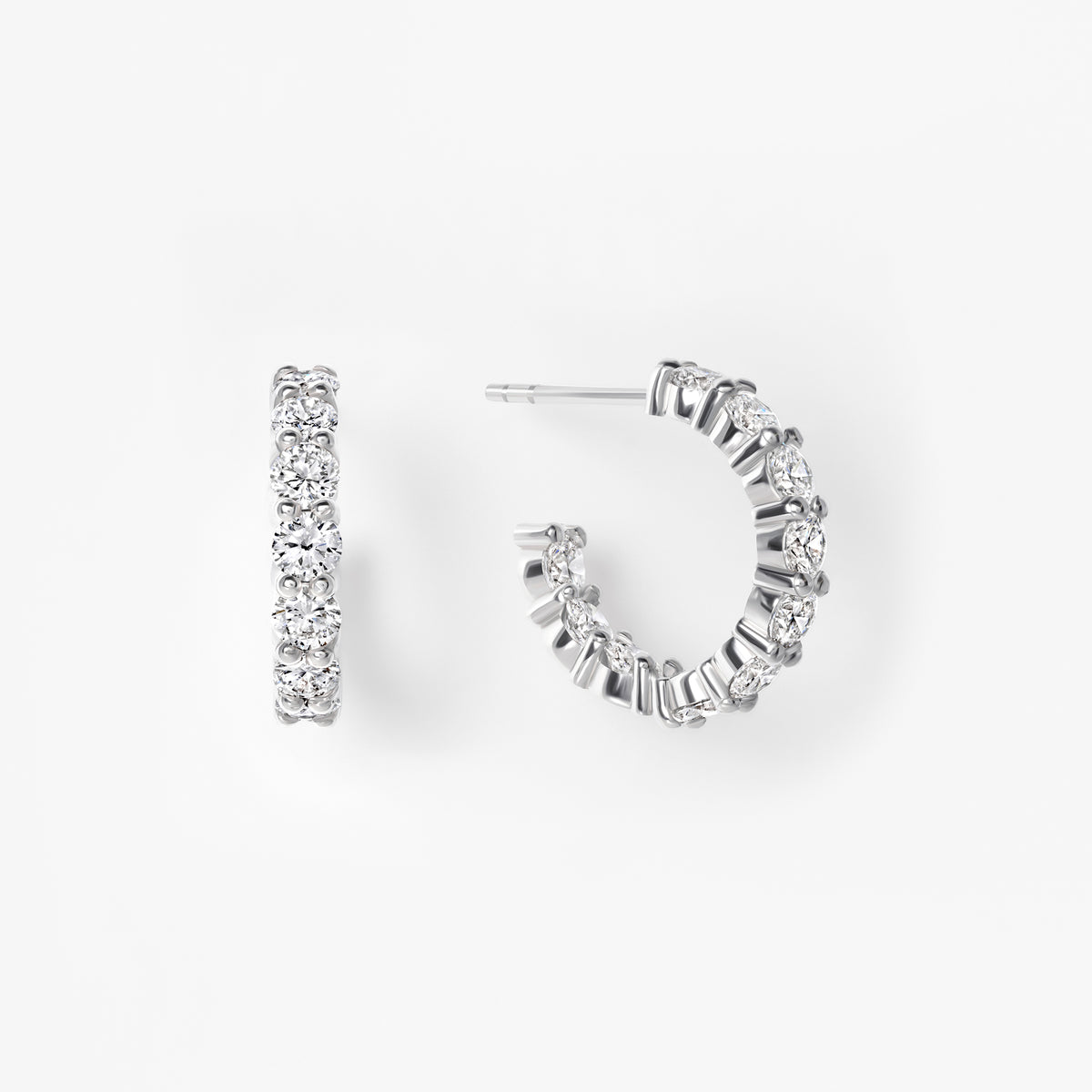 Round Diamond Inside Out C Hoop Earrings