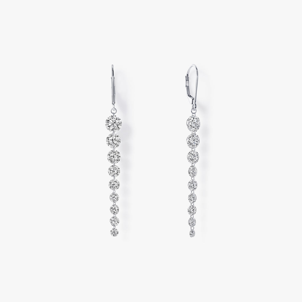 Graduated Round Drilled Diamond Drop Earrings