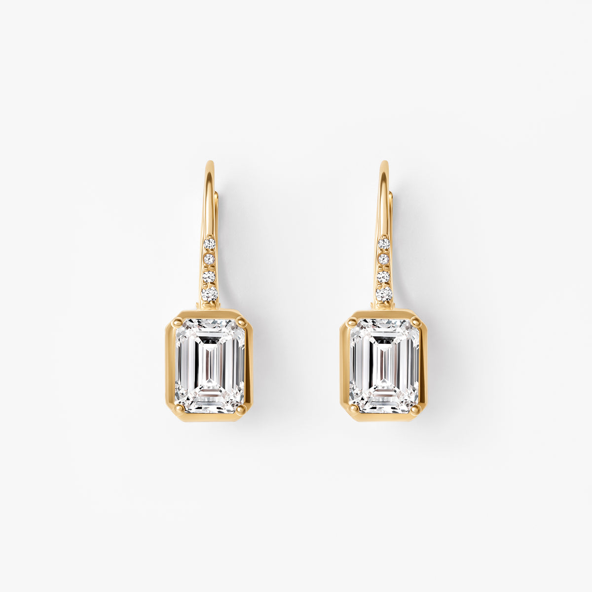 Emerald Diamond Pavé Bezel Leverback Earrings