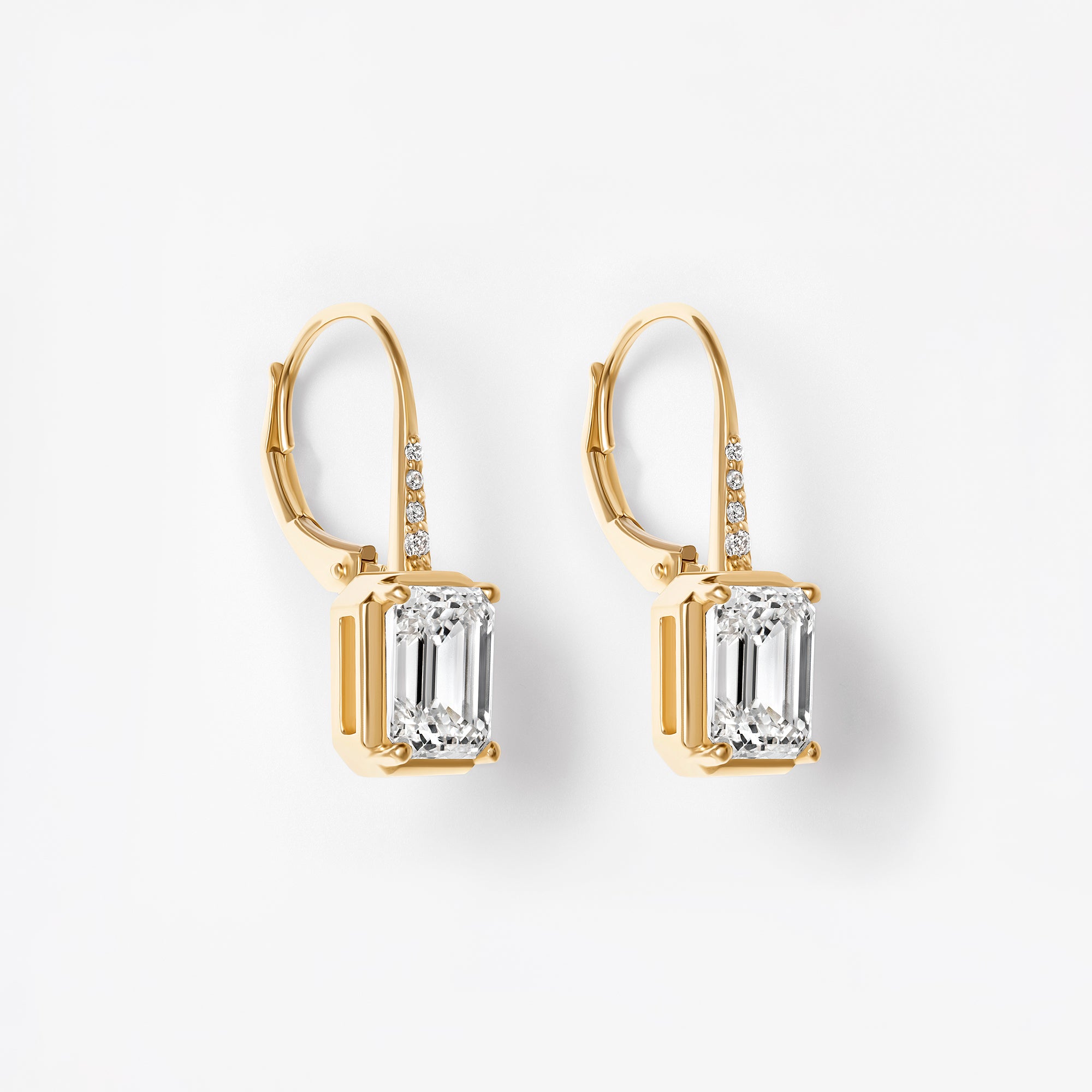 Emerald Diamond Pavé Bezel Leverback Earrings