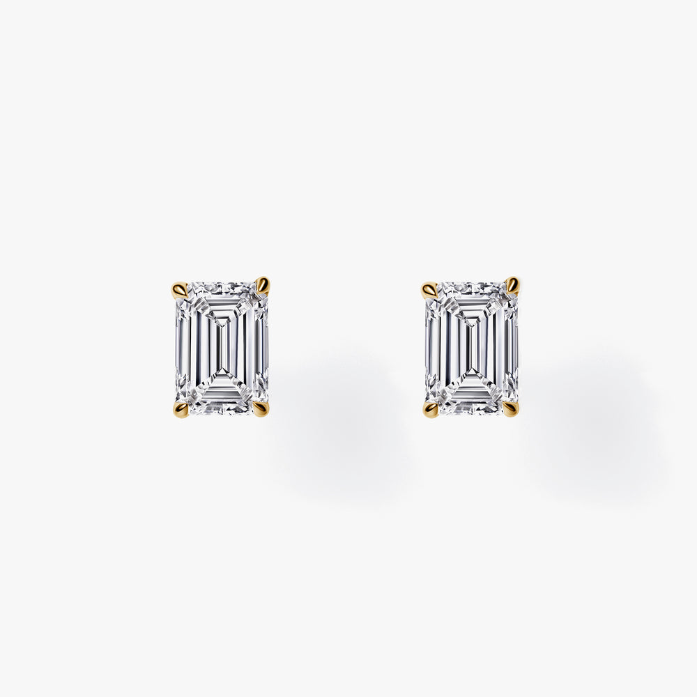 Emerald Diamond Prong Set Stud Earrings