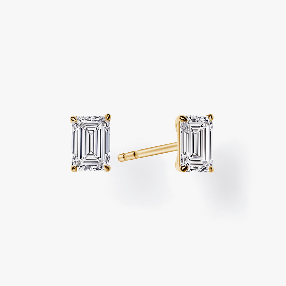 Emerald Diamond Prong Set Stud Earrings