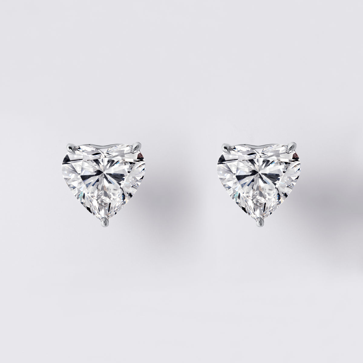 Heart Shaped Diamond Studs (4CTW), White Gold