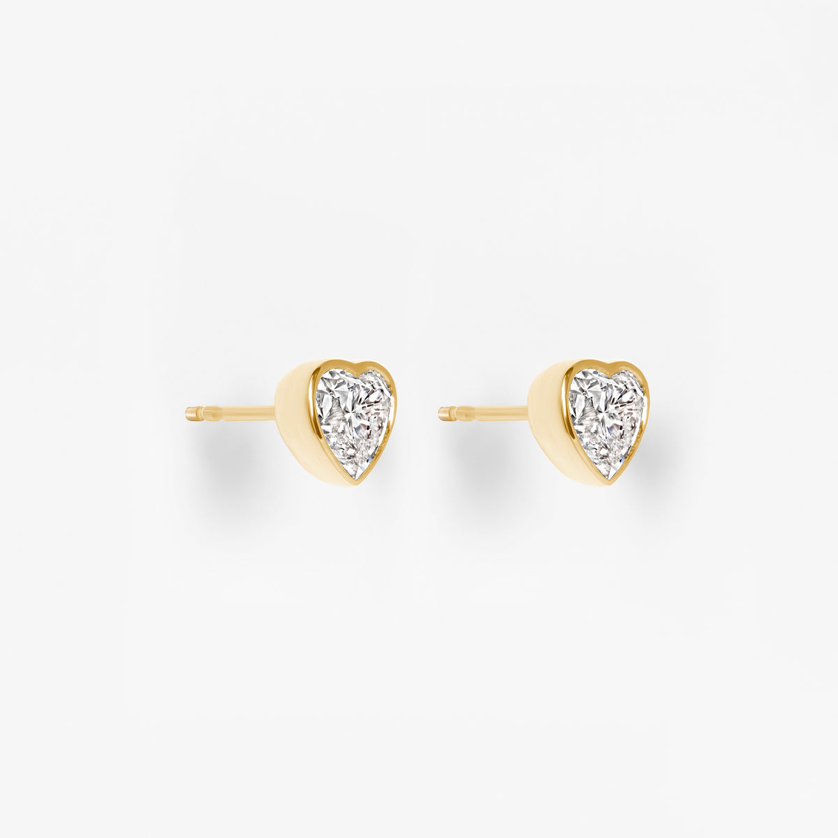 Heart Diamond Bezel Set Stud Earrings