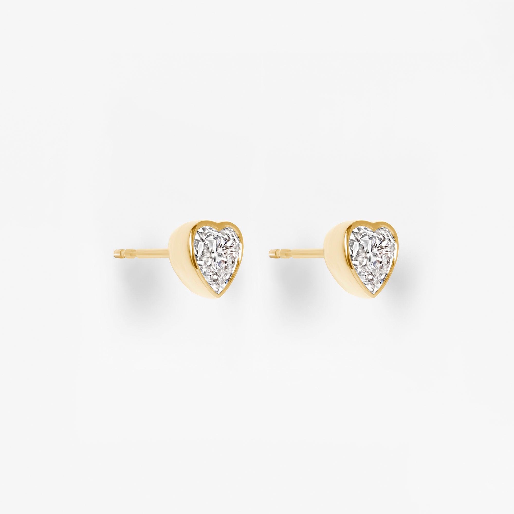 Heart Diamond Bezel Set Stud Earrings