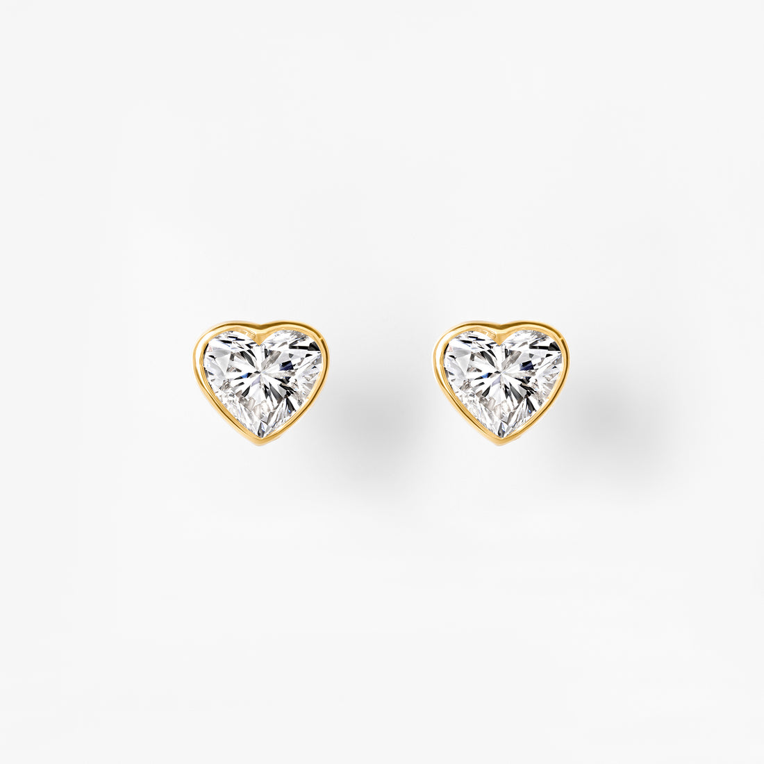 Heart Diamond Bezel Stud Earrings