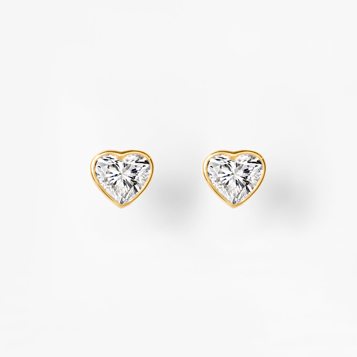 Heart Diamond Bezel Set Stud Earrings