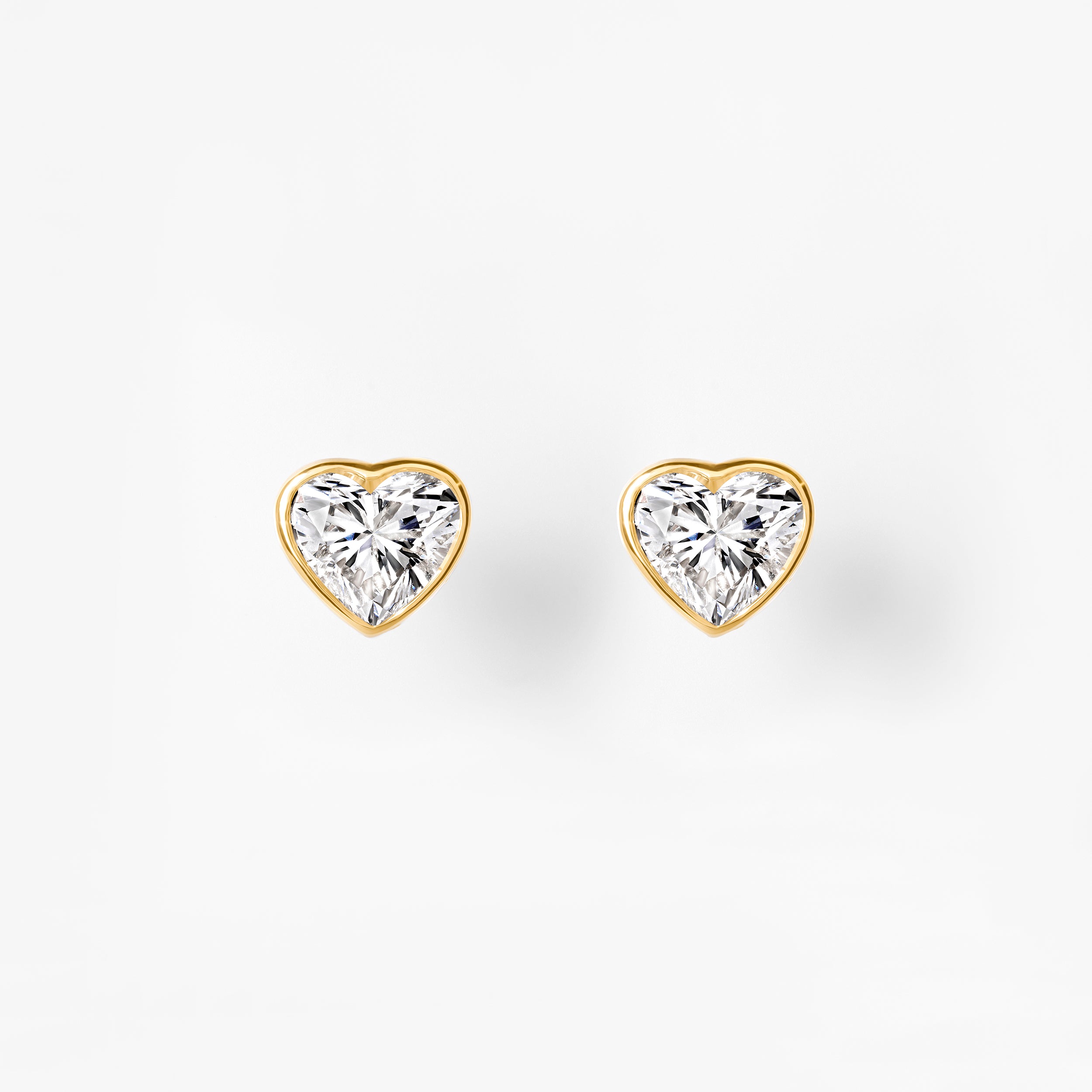 Heart Diamond Bezel Set Stud Earrings