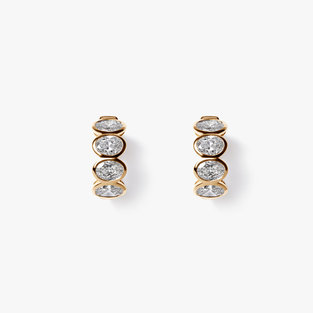 Oval Diamond Bezel Huggie Earrings