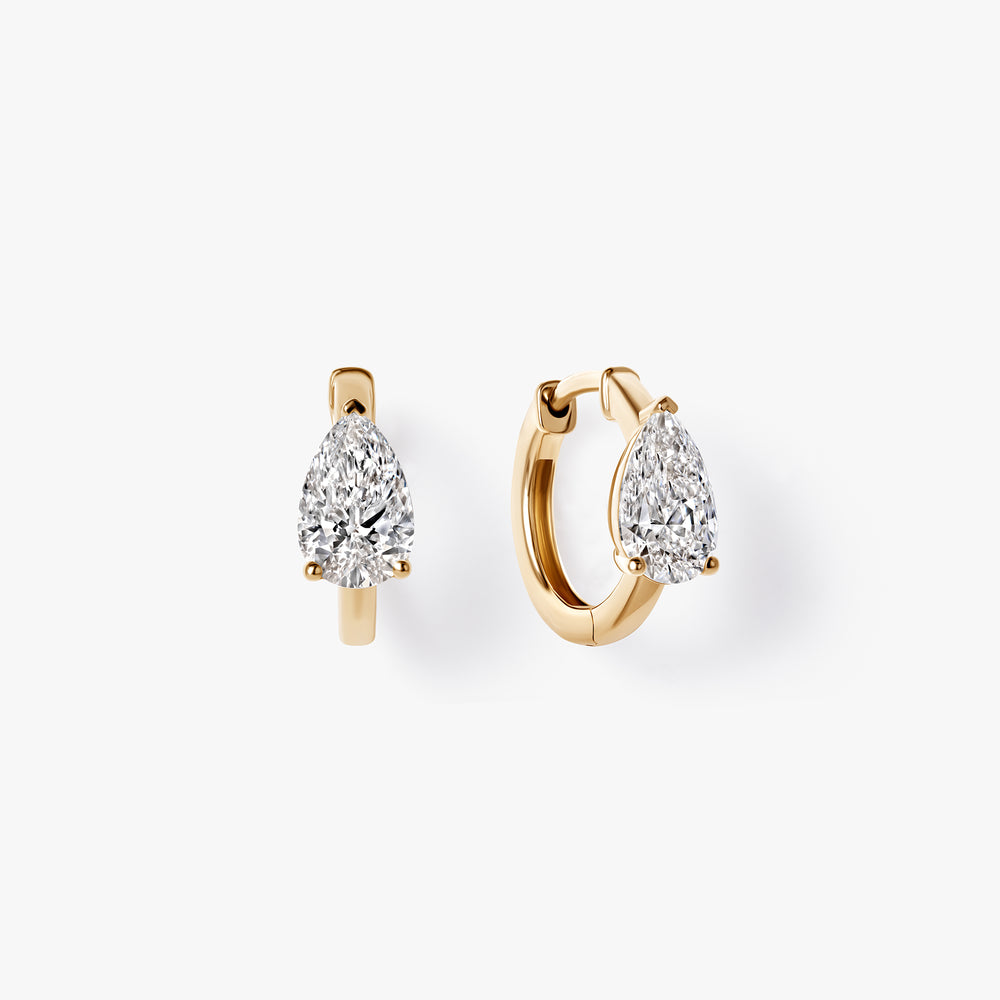 Pear Diamond Solitaire Huggie Earring