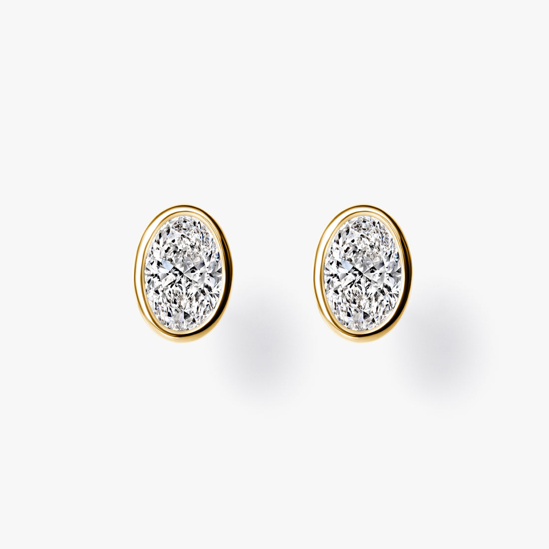 Oval Diamond Bezel Stud Earrings