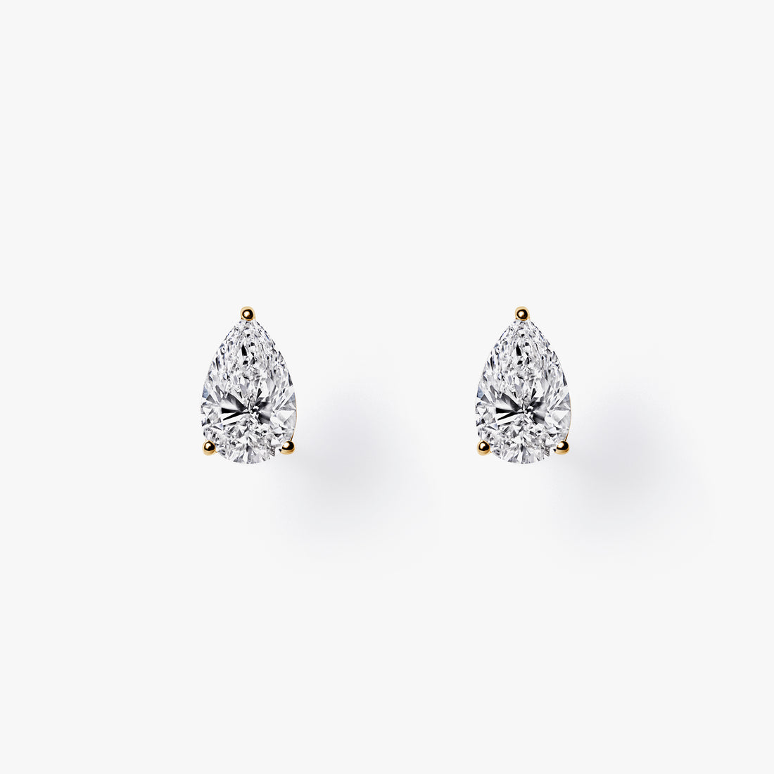 Pear Diamond Prong Set Stud Earrings