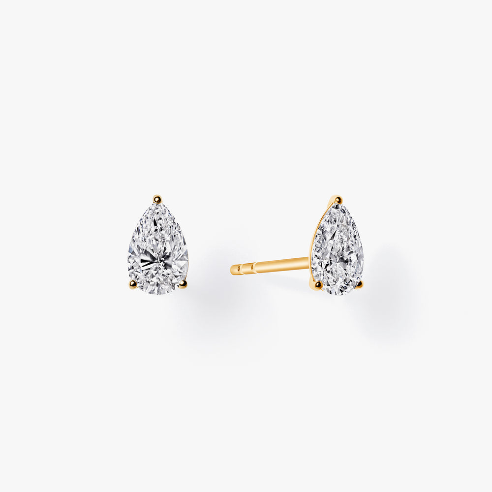 Pear Diamond Prong Set Stud Earrings