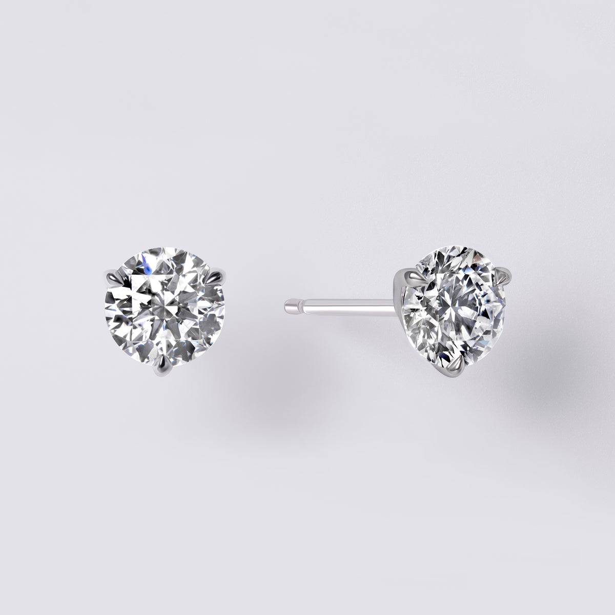 Diamond Classics Lab Grown Round Studs, White Gold