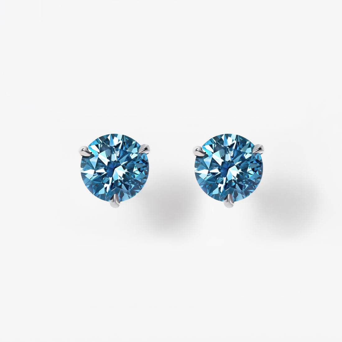 Blue Round Diamond Stud Earrings
