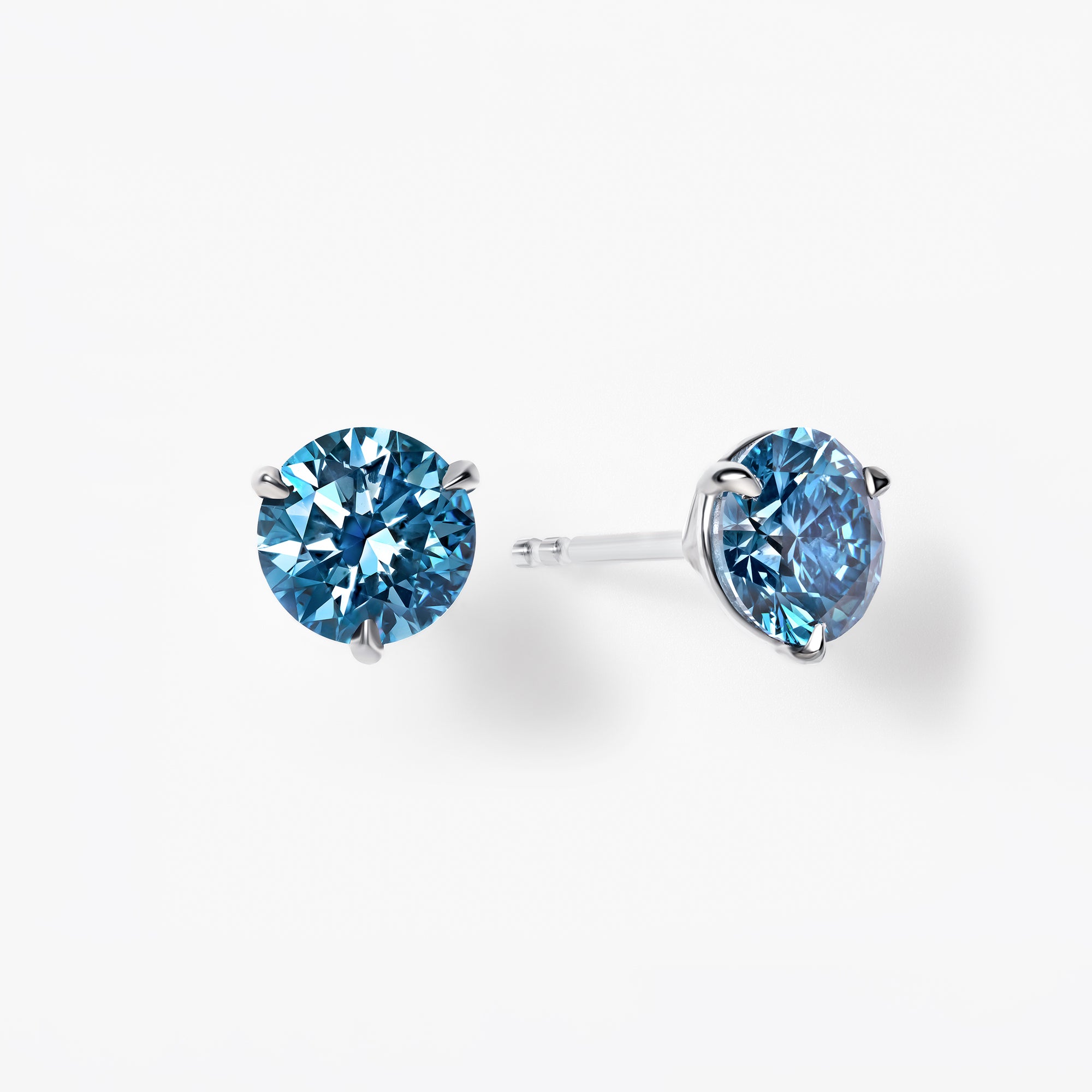 Fancy Intense Blue Round Diamond Martini Stud Earrings
