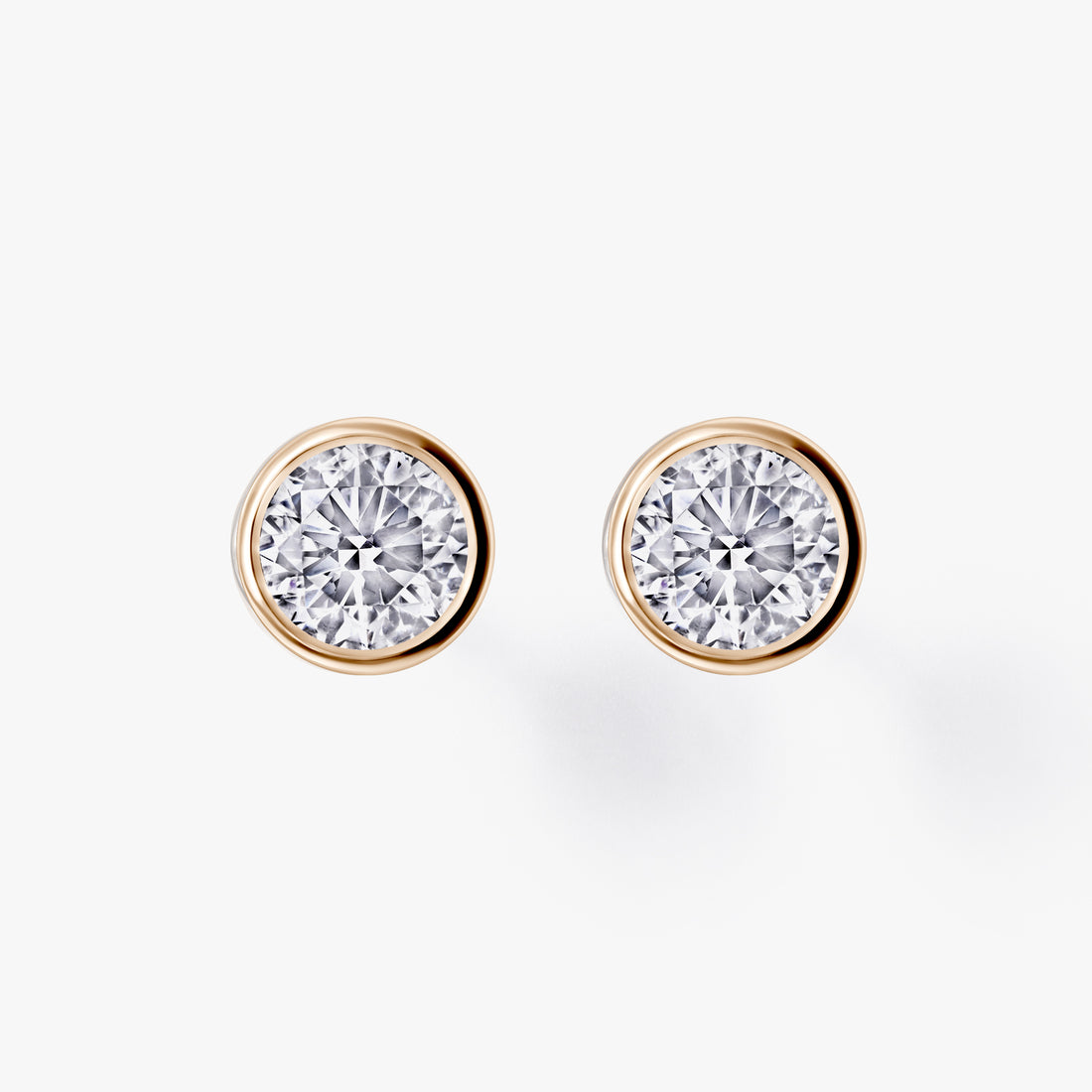 Round Diamond Bezel Stud Earrings