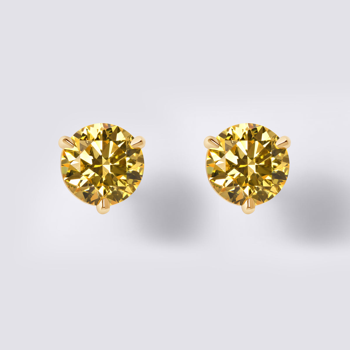 Fancy Vivid Yellow Round Diamond Martini Stud Earrings