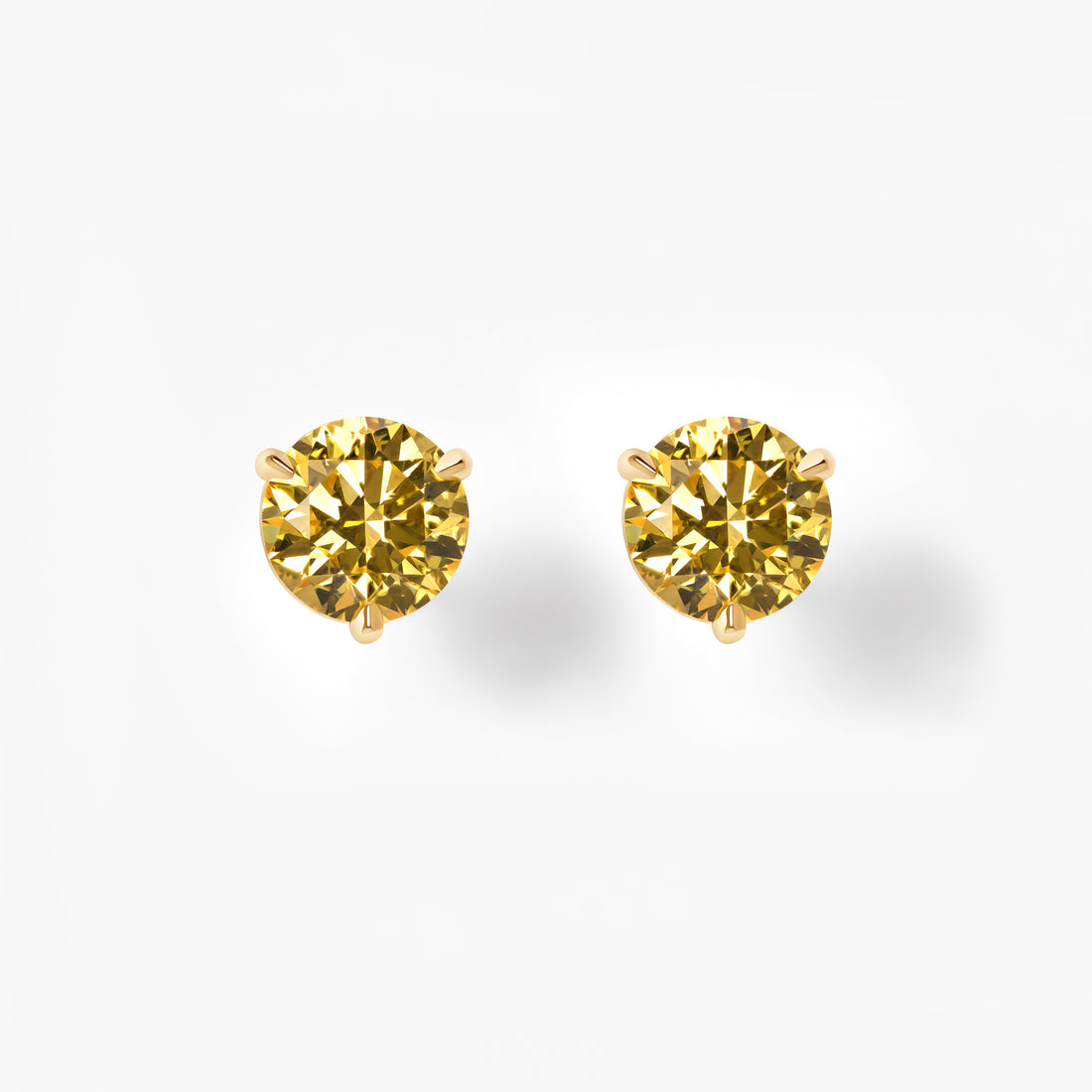 Yellow Round Diamond Stud Earrings