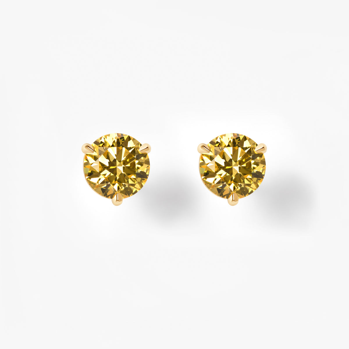 Fancy Vivid Yellow Round Diamond Martini Stud Earrings