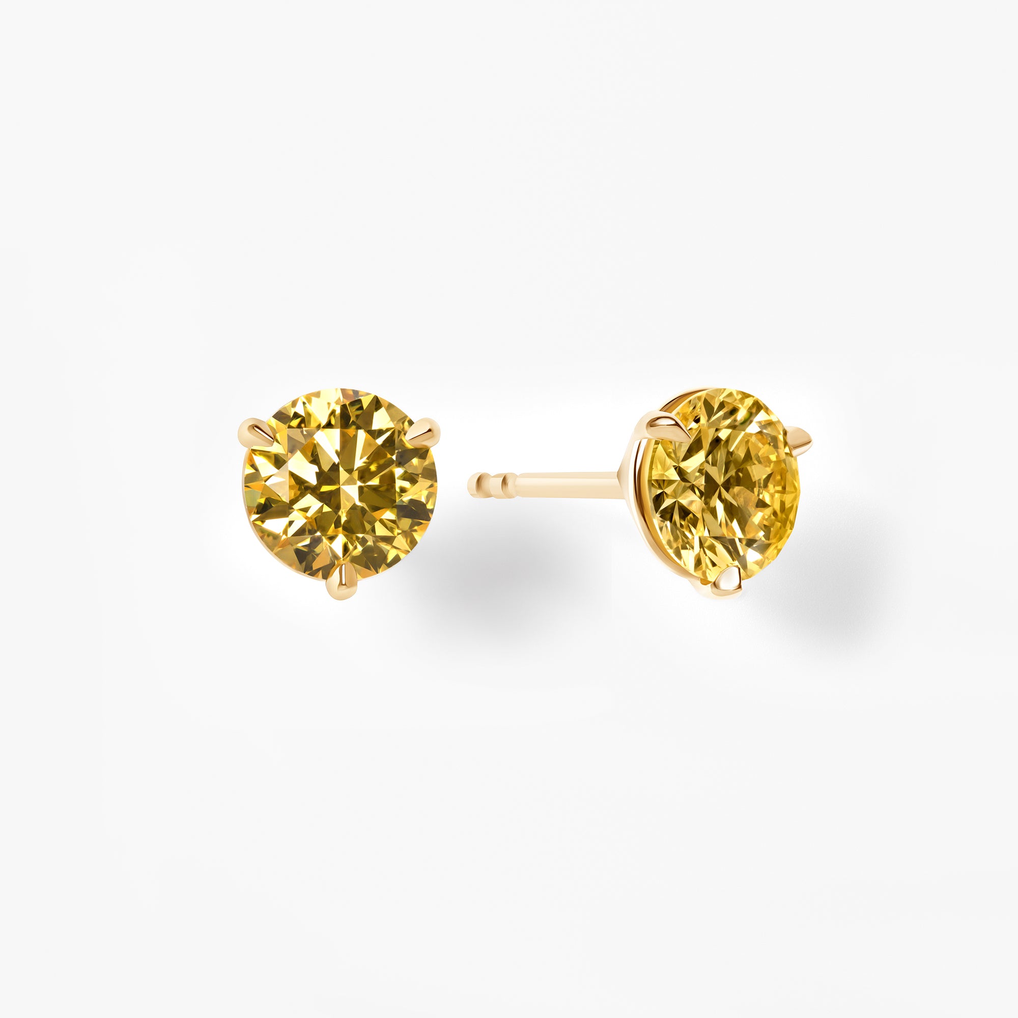 Fancy Vivid Yellow Round Diamond Martini Stud Earrings