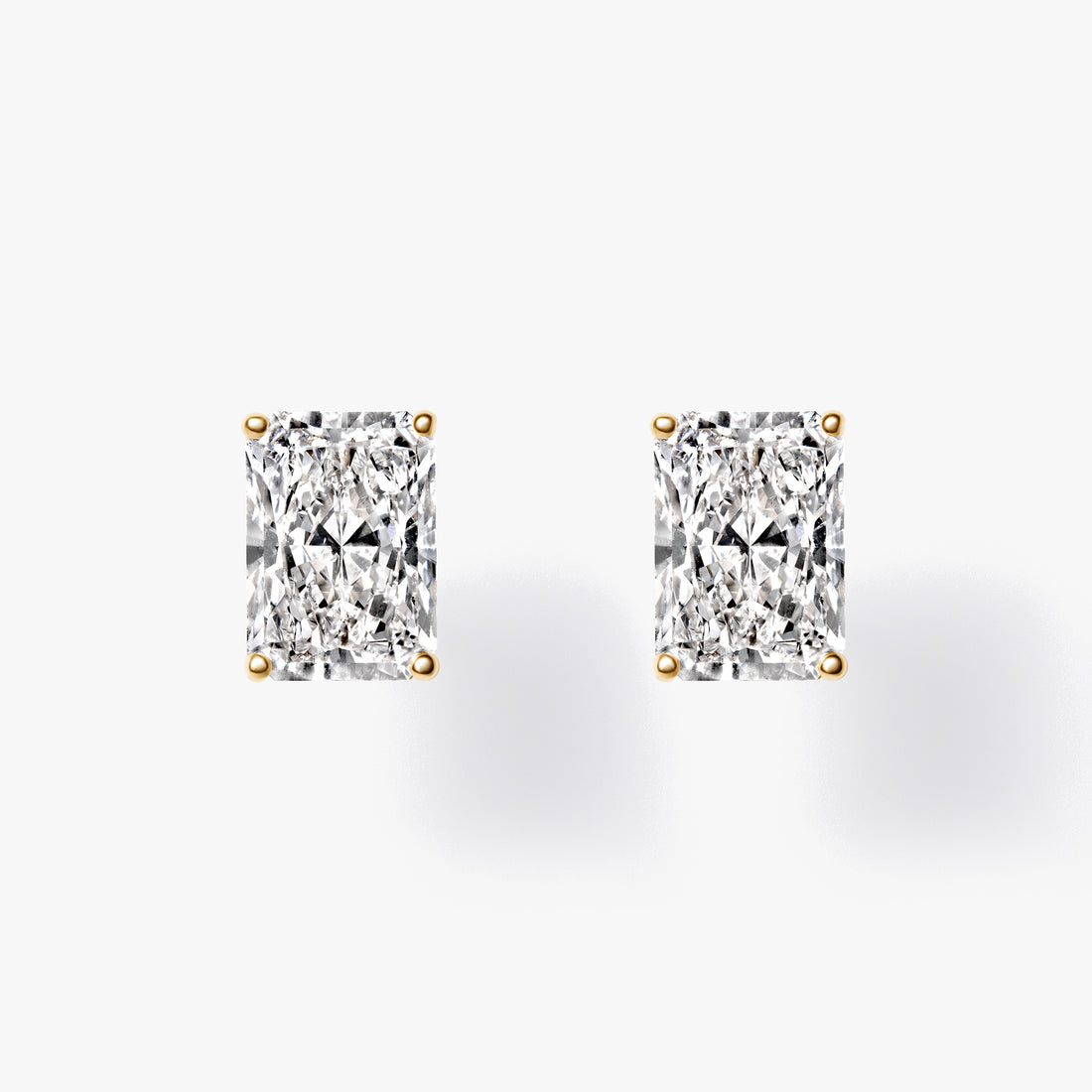 Radiant Diamond Prong Set Stud Earrings