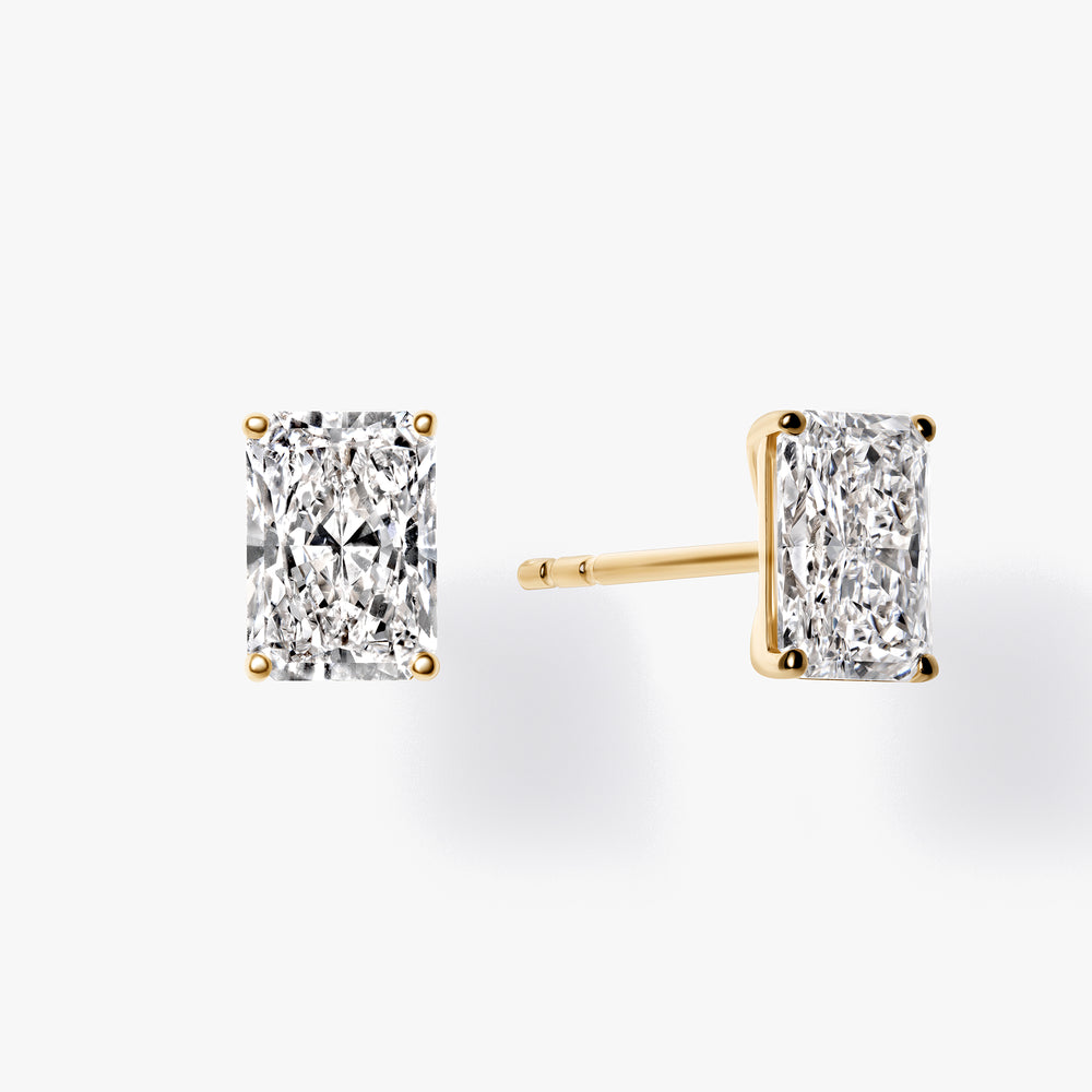 Radiant Diamond Prong Set Stud Earrings