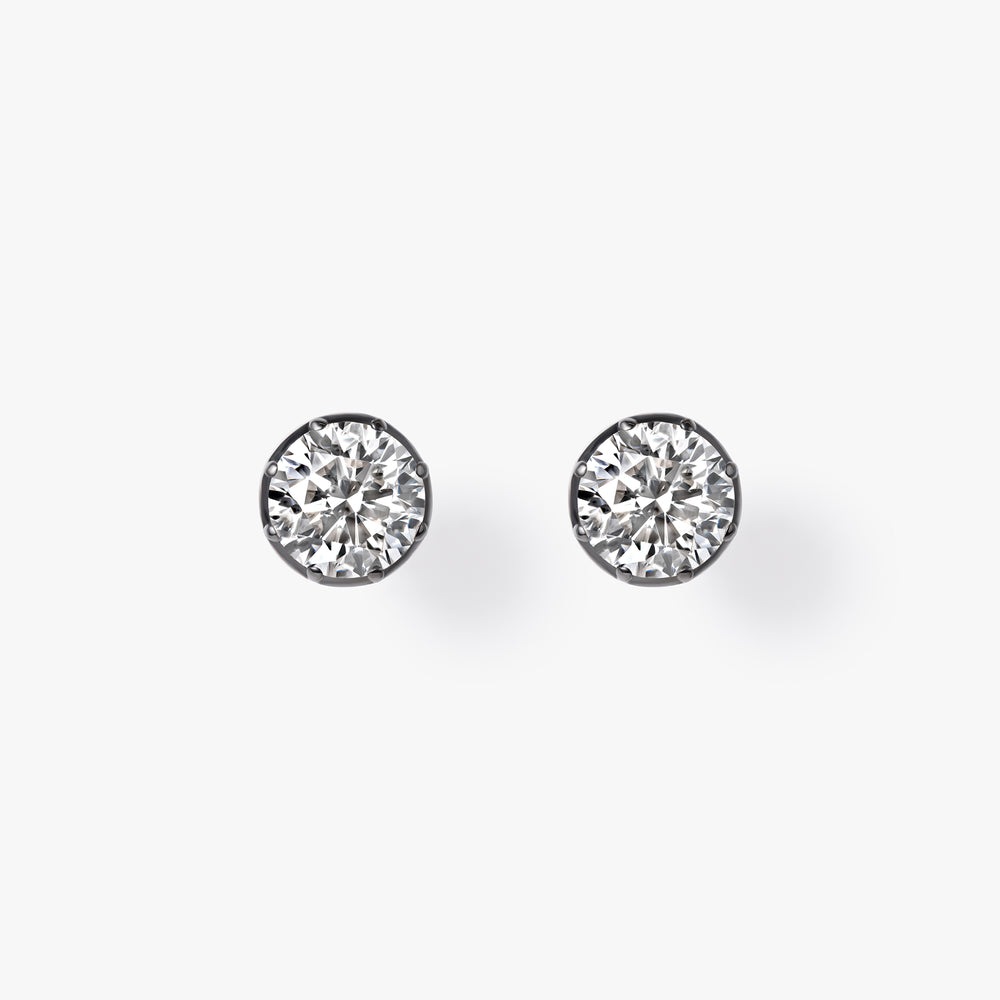 Round Diamond Black Rhodium Stud Earrings