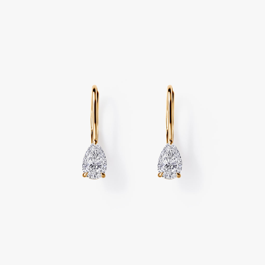 Pear Diamond Leverback Drop Earrings