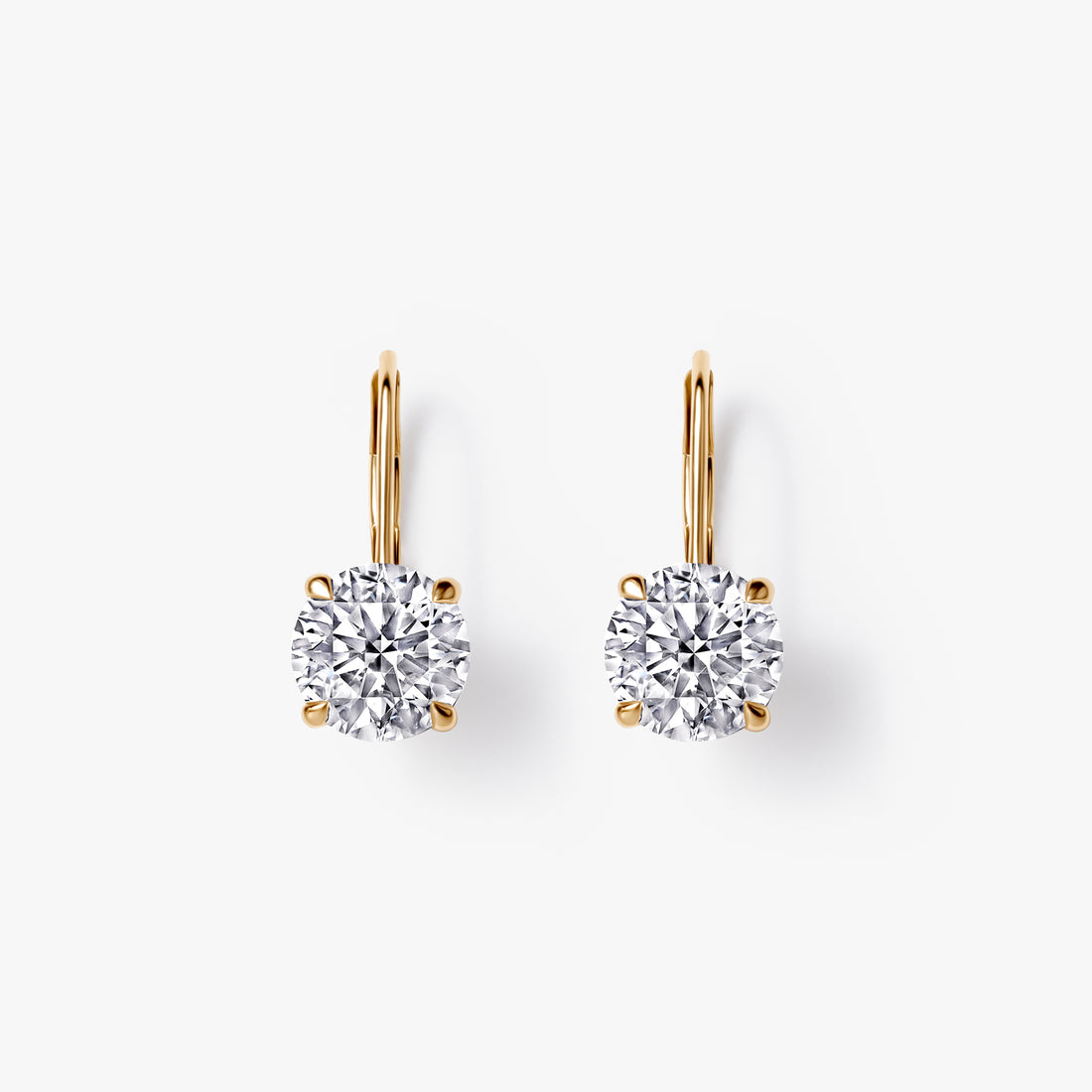 Round Diamond Leverback Drop Earrings