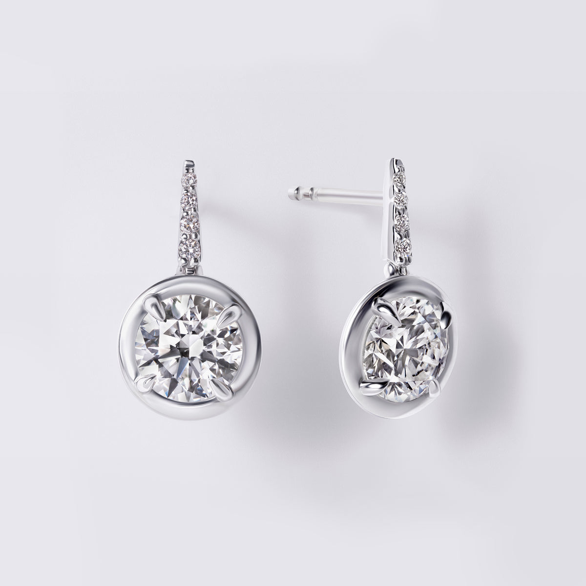Wire Drop Earrings with Pave (2.11CTW), White Gold