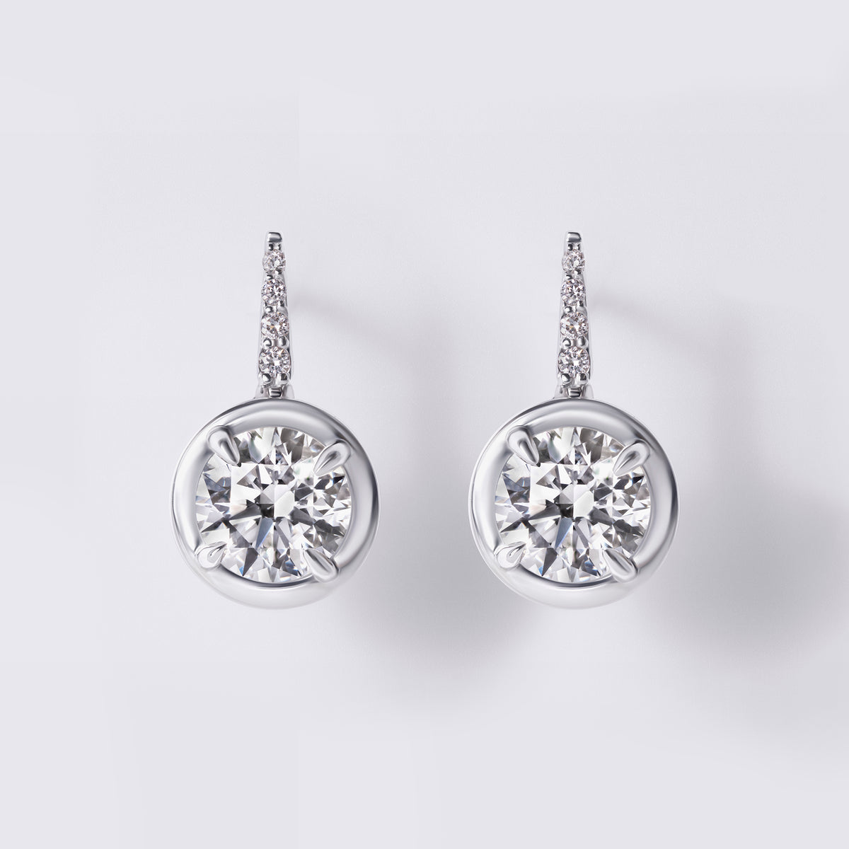 Wire Drop Earrings with Pave (2.11CTW), White Gold