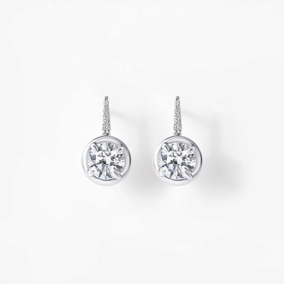 Round Diamond Pavé Wire Drop Earrings