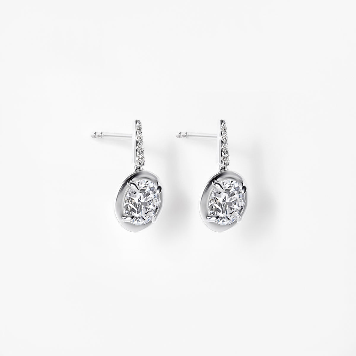 Round Diamond Pavé Wire Drop Earrings