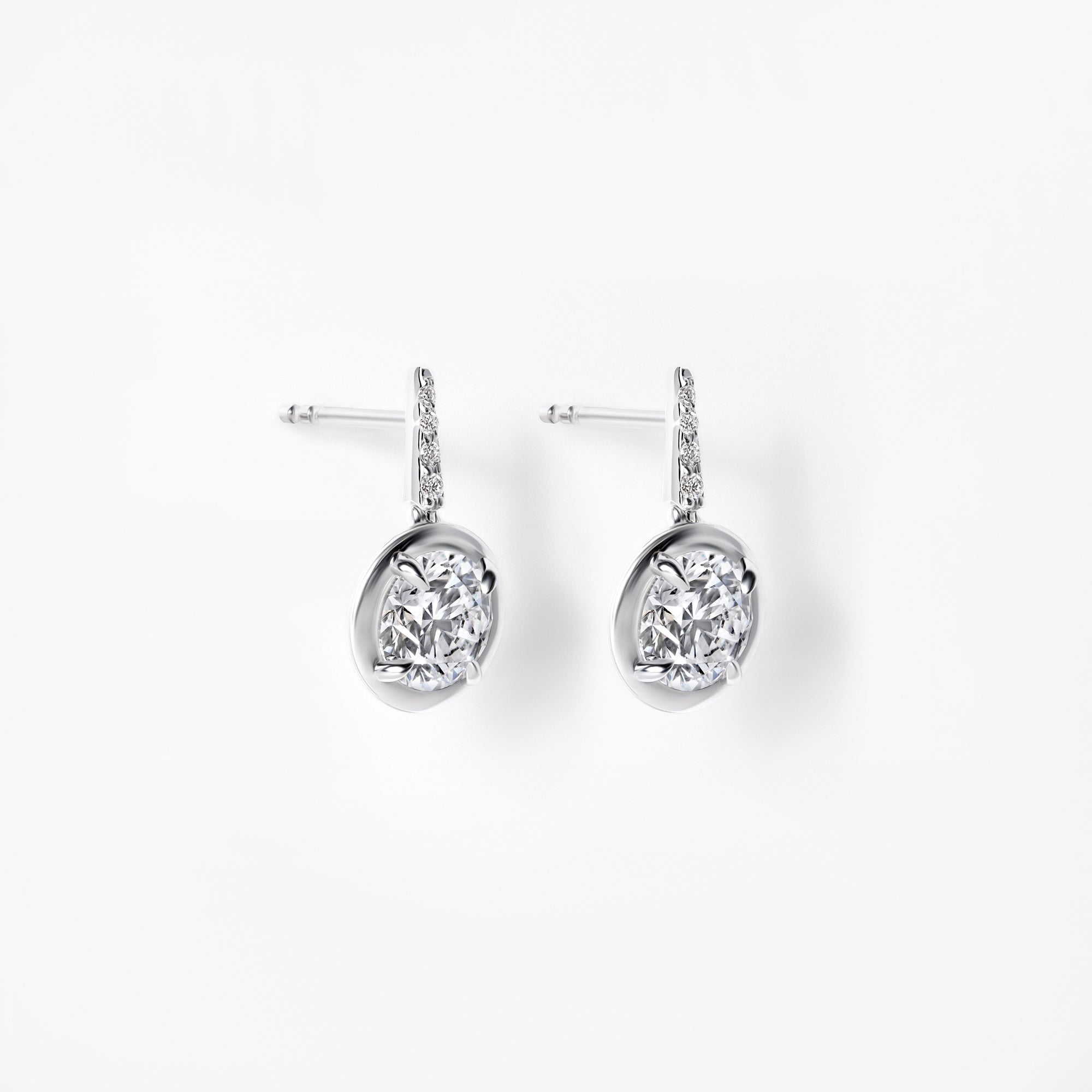 Round Diamond Pavé Wire Drop Earrings