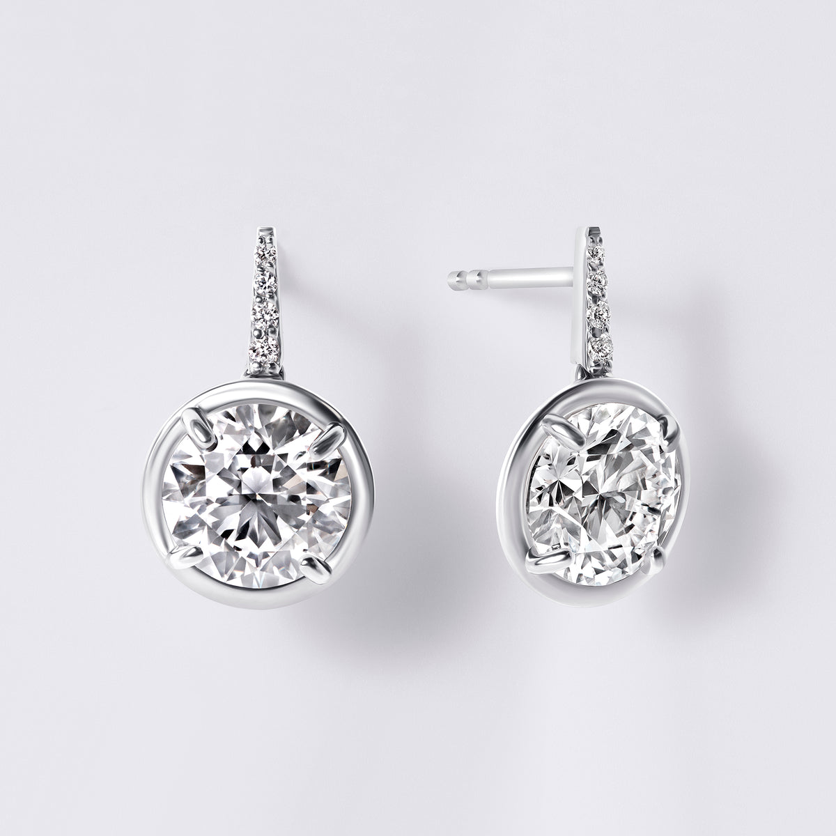 Wire Drop Earrings with Pave (4.09CTW), White Gold