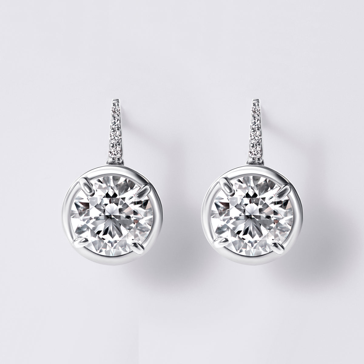 Wire Drop Earrings with Pave (4.09CTW), White Gold