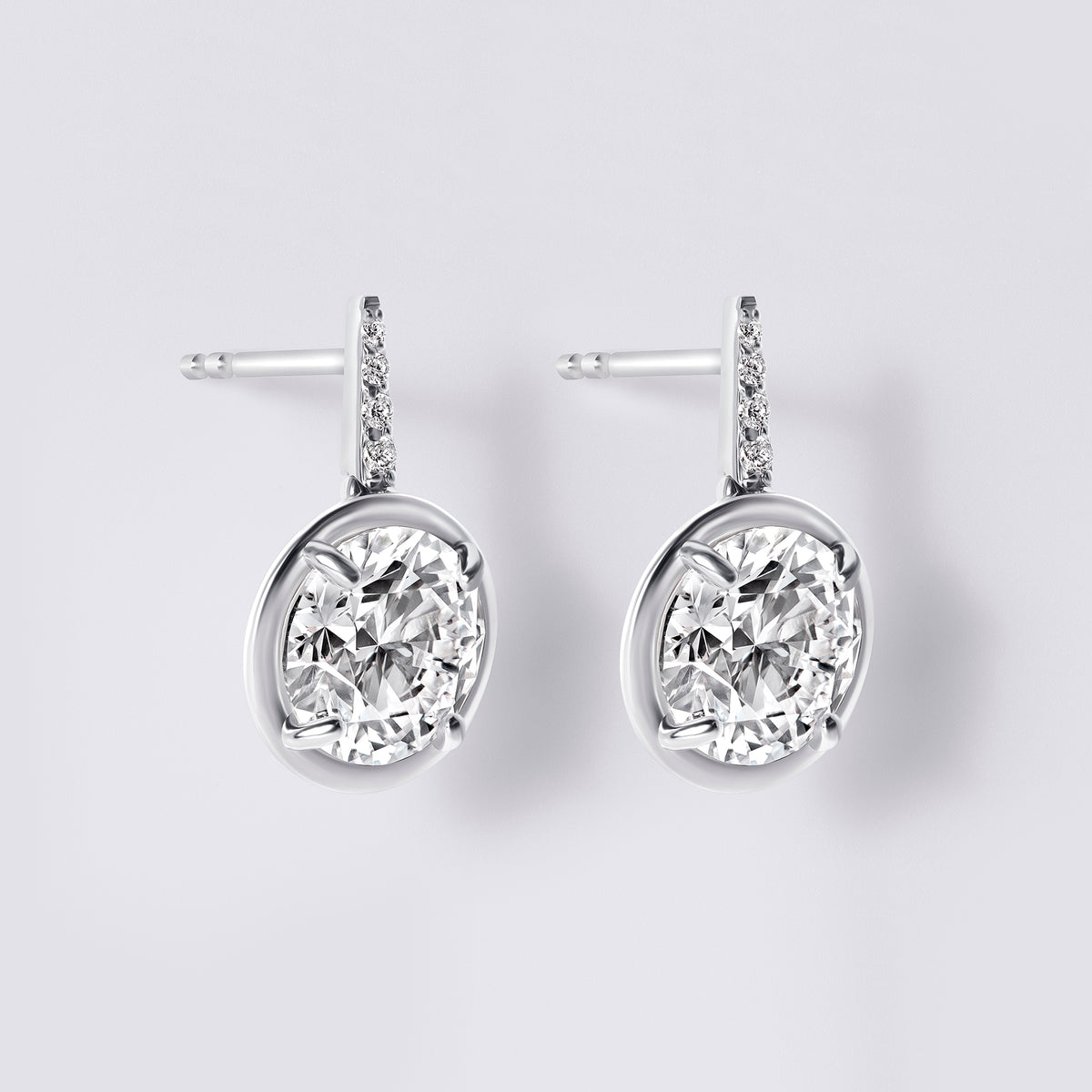 Wire Drop Earrings with Pave (4.09CTW), White Gold