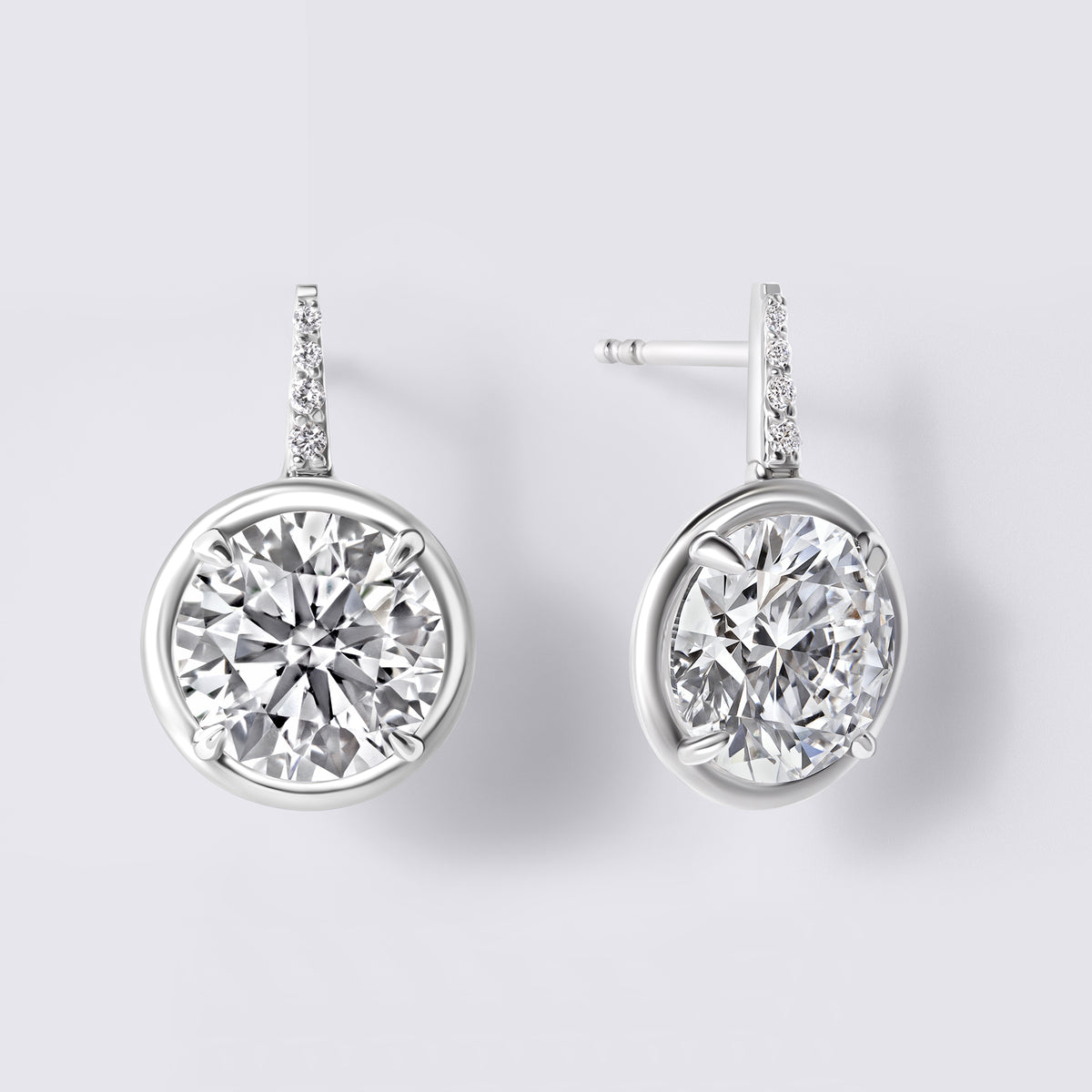 Wire Drop Earrings with Pave (6.12CTW), White Gold