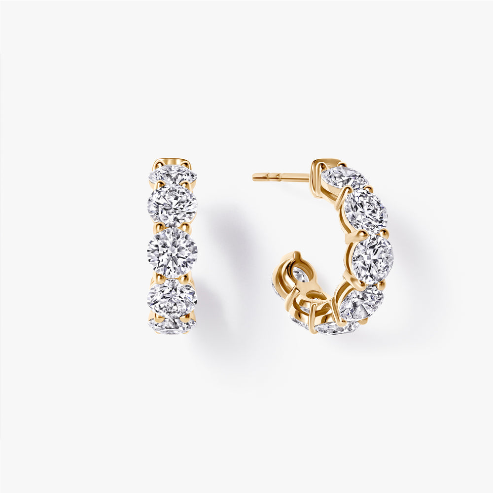 Round Diamond "C" Huggie Earrings