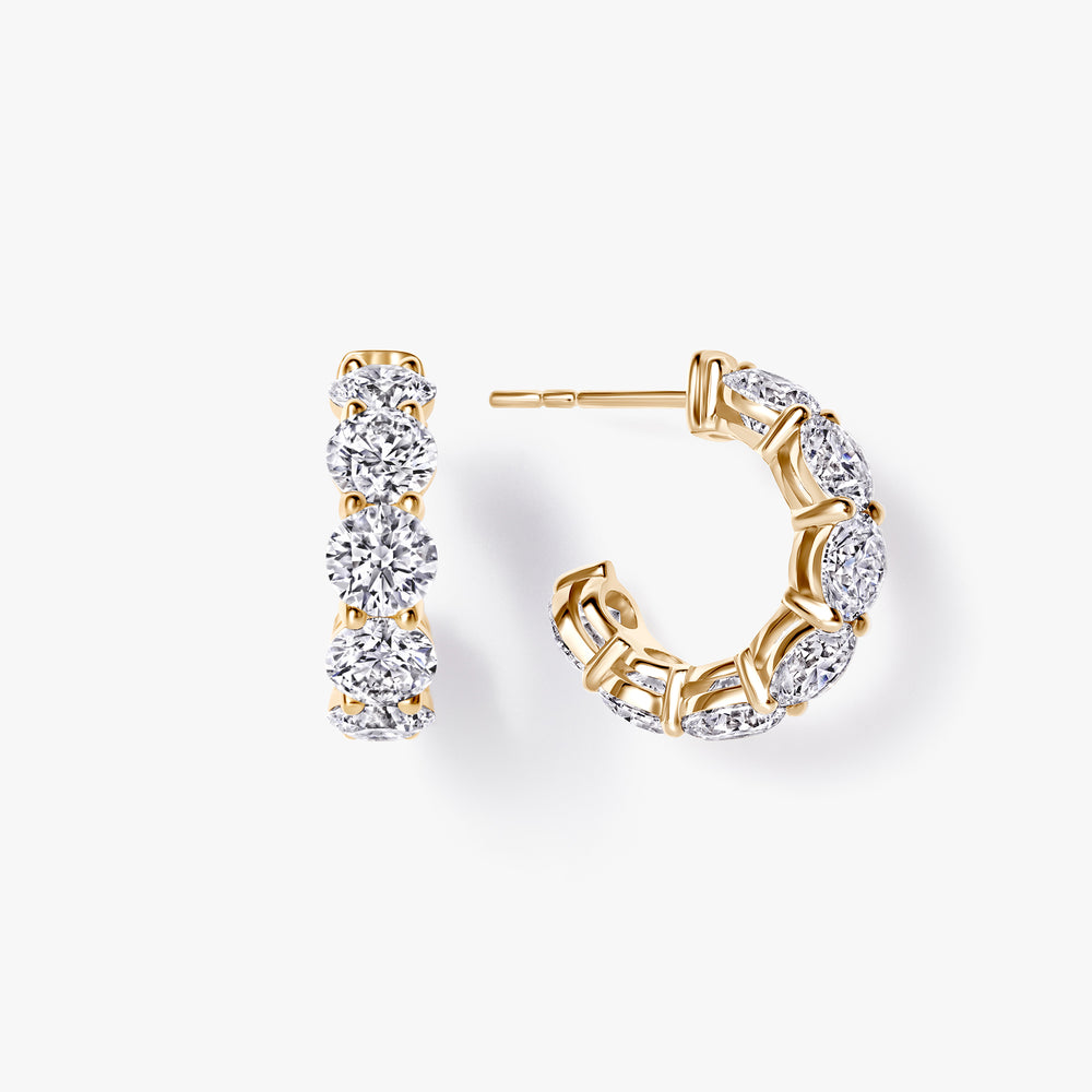 Round Diamond "C" Huggie Earrings
