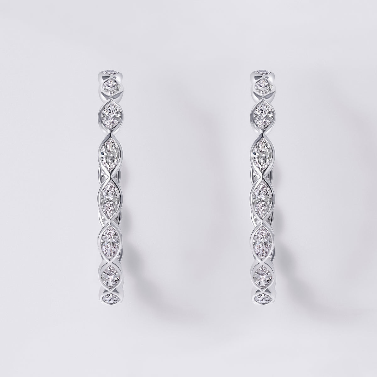 Inside-Out Marquise "C" Earring (6CTW), White Gold